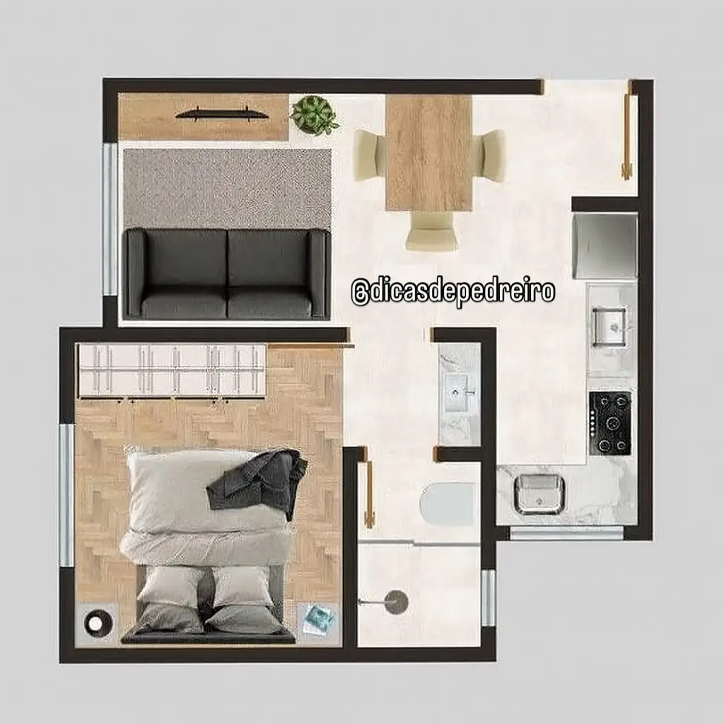 Apartamento pequeno, mas com tudo no lugar! 🏠✨ Cada cantinho bem aproveitado faz toda a diferença. #DicasDePedreiro #DicasDoSanti #Obra #Construção #Acabamento         