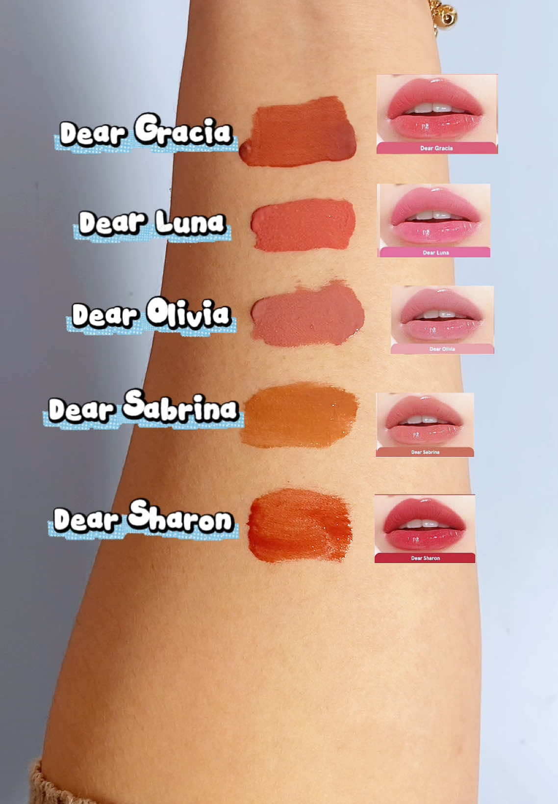 Swatch semua shade Hydraglow Lip Stain #dearmebeauty 