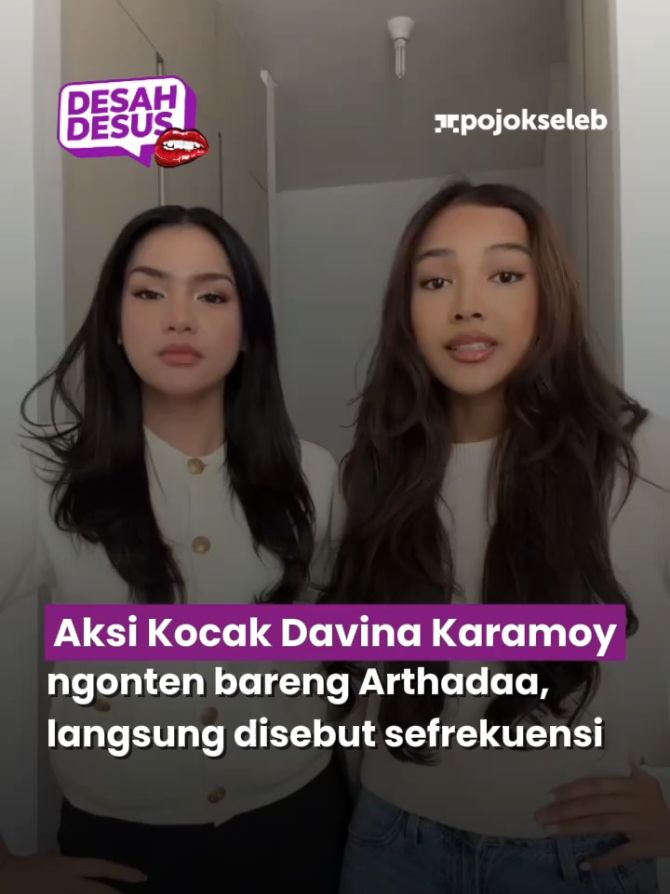 Kocak Davina Karamoy  ngonten bareng Arthadaa,  langsung disebut sefrekuensi Davina Karamoy kembali mencuri perhatian warganet setelah membuat konten bareng Arthadaa. Aksi keduanya yang penuh canda dan kekompakan sukses bikin netizen terhibur. Banyak yang menilai Davina dan Arthadaa terlihat begitu akrab dan nyambung satu sama lain, bahkan tak sedikit yang menyebut mereka sefrekuensi. Momen seru itu pun ramai dibagikan ulang oleh para penggemar, yang berharap keduanya bisa berkolaborasi lagi dalam konten berikutnya. #entertainment #desahdesus #TikTokTainment #pojokseleb 
