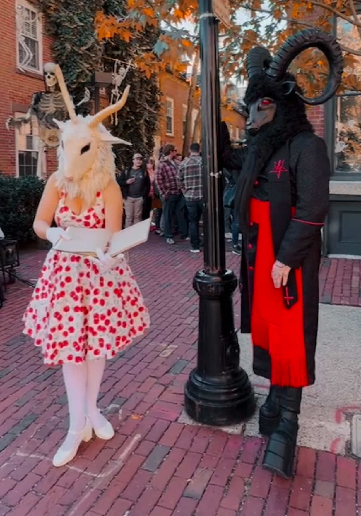 The funny part about standing here with Goat Girl and her autograph book is everyone thinks she’s harmless and cute, as representatives of the infernal realms we’d NEVER have you sign something with other intentions of you signing your soul over to us. #diabolical #cute #occult #baphomet #daddybaphy