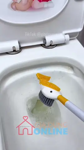 1622 - Dụng cụ cọ chà rửa bồn cầu toilet hình cá voi, bấm nút xịt nước tẩy, giá đỡ có đế hút tường