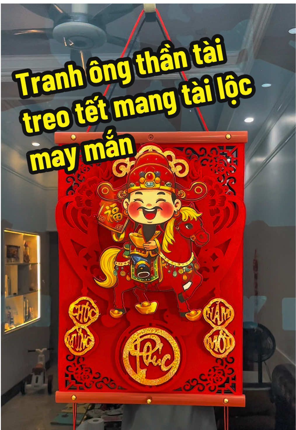 Tranh ông thần tài treo tết cưỡi ngựa lắc đầu, mang may mắn tài lộc cho năm 2026 #tranhthantai #thantaitrangtritet #phukientet #phukientet2026 #trangtritet2026 