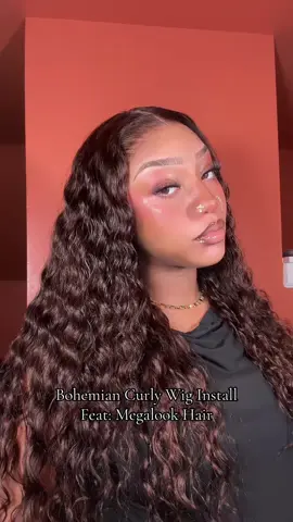 You’ve gotta try this chocolate brown bohemian curly unit from @Megalookhair  #wigtok #wiginfluencer #wiginstall #gluelesswig #curlywig 