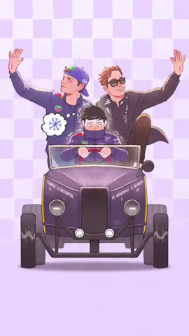 Been a while since I posted here. Also poor Yuki looks cold. #maxverstappen #georgerussell #f1 #art #fyp 