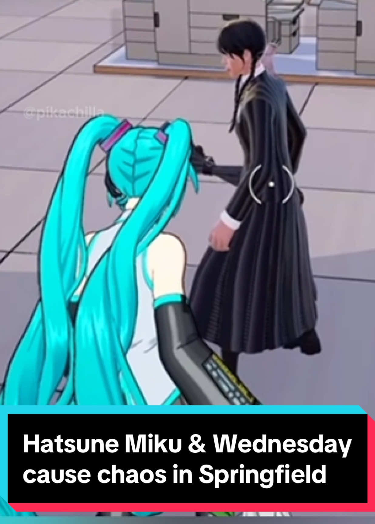 our queen Hatsune Miku and her trusty partner Wednesday Addams are invading Springfield on a secret mission 😗💅✨ also please consider using code PIKACHILLA if you liked this video 💖💖💖 #fortnite #fortniteedit #hatsunemiku #ytp #memes 
