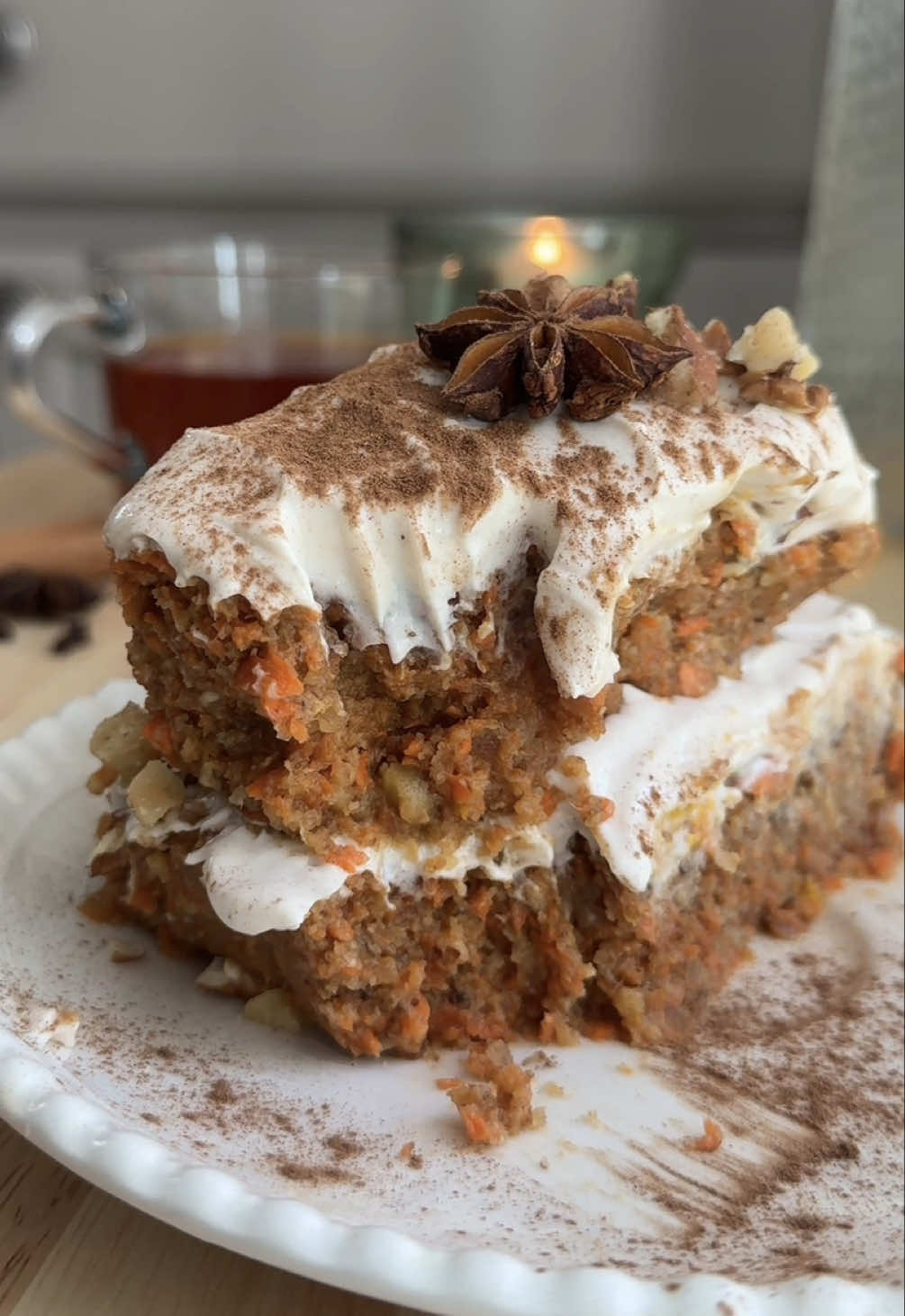 NO BAKE HOLIDAY CAKE | make this easy cake at home with simple, wholesome ingredients like carrots, nuts, and maple syrup!  naturally sweet and full of warm cinnamon flavor, this healthy dessert is topped with a tasty cream cheese frosting and a touch of orange zest! It tastes just like the holidays, but it’s completely gluten free, refined sugar free, and can easily be made vegan too ✨ I have more instructions + tips on how to make these on my website, linked in my bio! just search for ‘carrot cake’ on my site and it will pull up this recipe. saltnsprinkles.com/no-bake-carrot-cake-with-cinnamon-frosting #healthycake #nobakedessert #glutenfreerecipes #glutenfreedessert