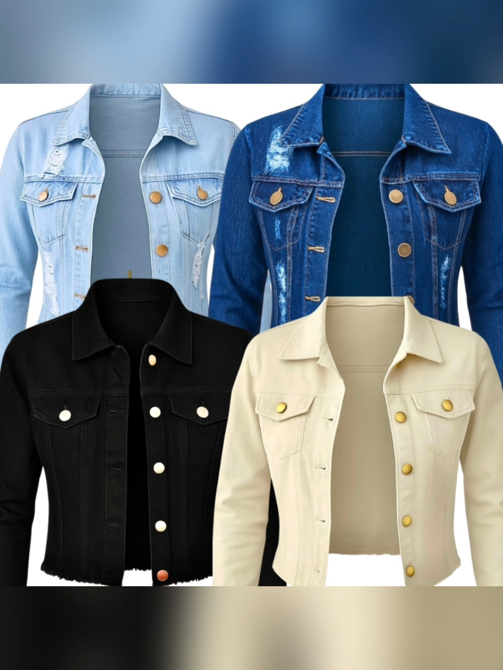 Jaqueta Jeans Feminina Manga Longa Denim Linha Premium Cores por R$59,90 - R$72,90. #jaqueta #modafeminina #jaquetajeans #estilo  https://s.shopee.com.br/3VcPW8nMlH