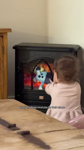 “This hurts me more than it hurts you” 😔 Just fyi the heating component is off, there is a separate button to turn on the fake flames! This is not emitting heat onto her. For licensing or usage, contact licensing@viralhog.com  #toddlersoftiktok #bluey #kidsoftiktok #fyp #funnykids 