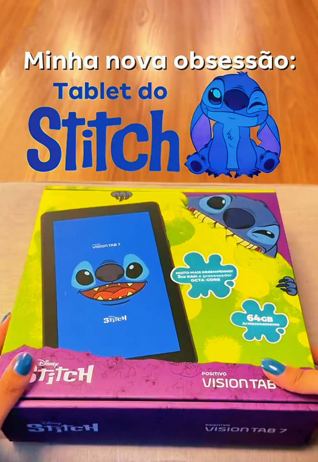 Tablet Vision TAB 7 Stitch + Capa e Bolsa - Octa-Core 3GB RAM 64GB Android 14 Go Wi-Fi IPS Positivo 💙 ##tablet##tabletstitch##tabletdostitch##tabletinfantil##achadinhos