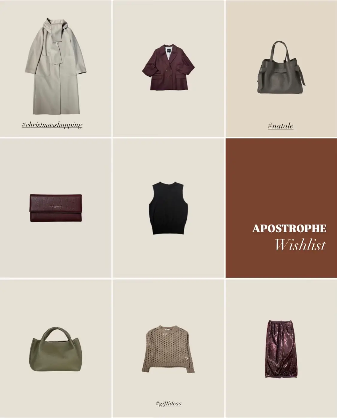 Le feste si avvicinano e questa è una gift guide fra cappotti in lana, gonne in paillettes e borse in pelle troverai il regalo perfetto per te! #ideeregalo #christmasshopping #cappottolana #gonnapaillettes #borsapelle 