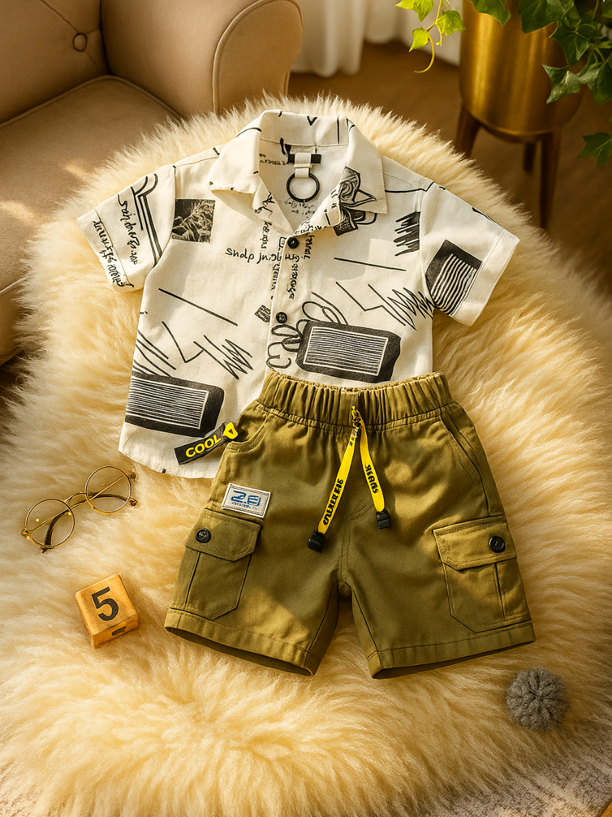 Banyak Motif- One Set Celana Cargo Dan Rayon Anak Usia 1-12 Tahun #setelananak #onesetanak #kemejaanak #celanacargoanak #fyp 