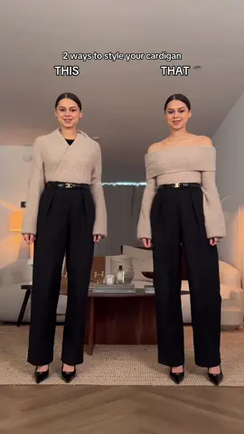 THIS or THAT? 🤎 | Which cardigan hack is better? | #stylinghack #style 