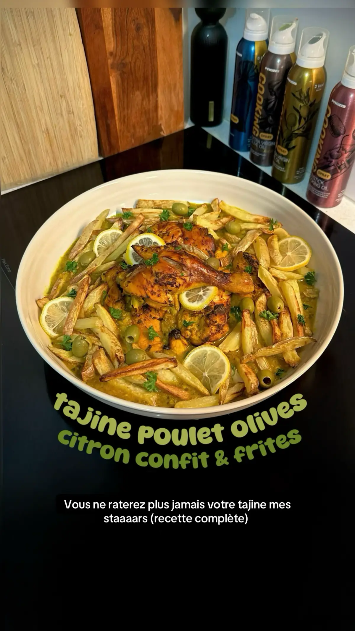 Recette tajine au poulet, olives citron confit et frites à la marocaine 🍗✨ #cuisine #marocaine #viral #recette #airfryer 