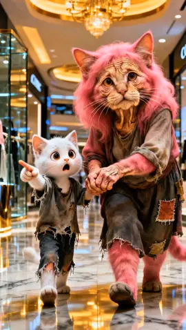 The poor grandmother cat sacrifices herself to help her grandson. #sadstory #poorcat #cats #meow #gatos 