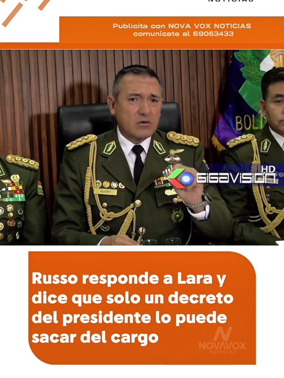🟠 El comandante general de la Policía, Augusto Russo, respondió al vicepresidente #EdmandLara y aclaró que el fallo de la Sala Constitucional Segunda del Beni fue cumplido en su totalidad. Indicó que posteriormente esa misma instancia dejó sin efecto la resolución inicial, y anunció que no iniciará acciones penales contra Lara. Sin embargo, dejó su continuidad en el cargo a decisión del presidente #RodrigoPaz #novavoxnoticias  #noticias  #noticiasbolivia 
