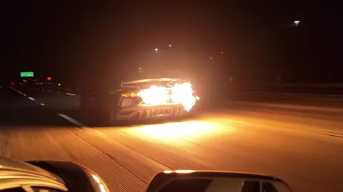 SV and SVJ shooting flames on the freeway #fyp #aventador #svj #sv 