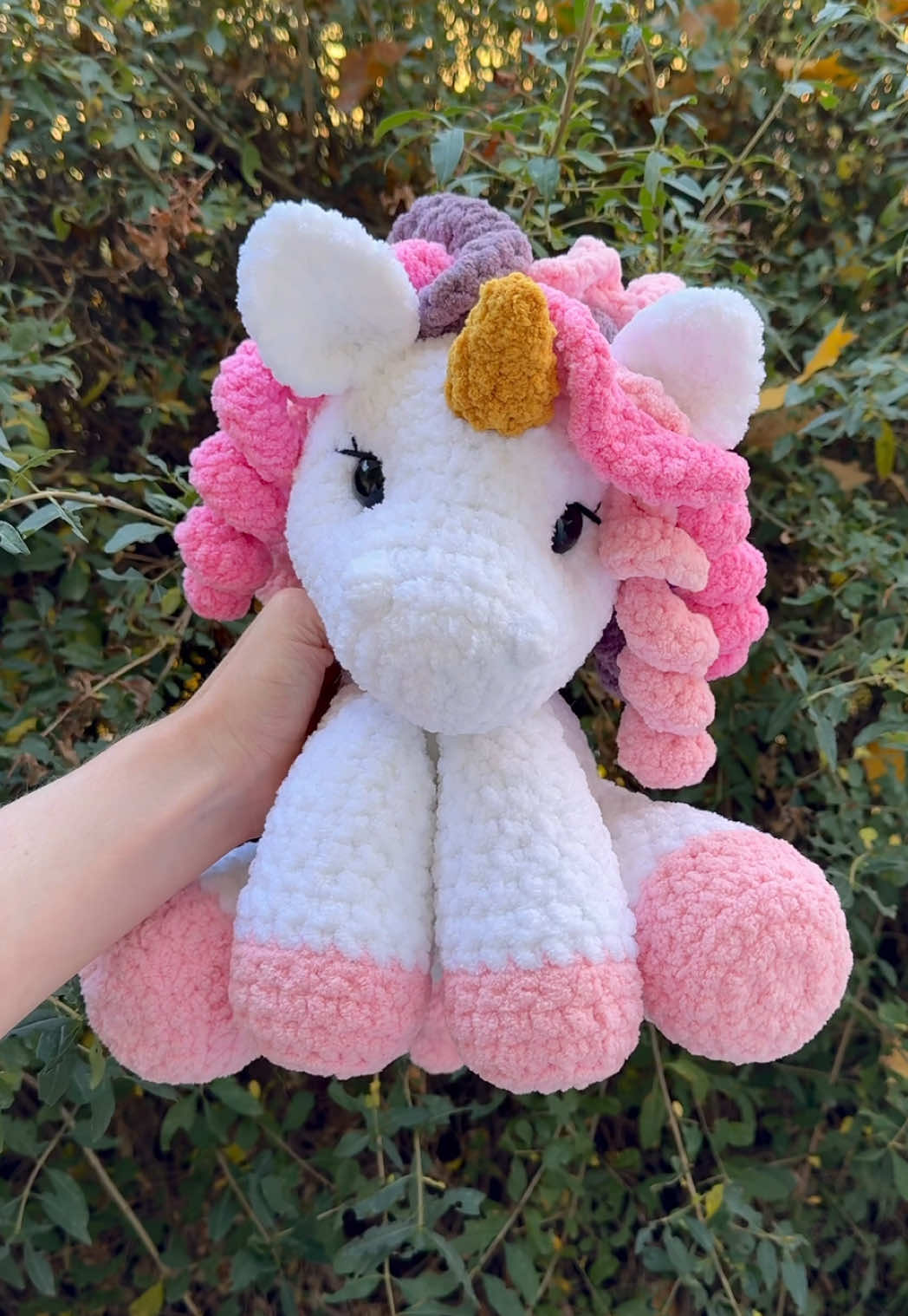 I just can’t get over how cute this one came out! This unicorn will be part of my plushie drop on December 8th at 3 PM MST 🤍 Pattern by me #crochet #crochetersoftiktok #crochettiktok #unicorn #amigurumi 