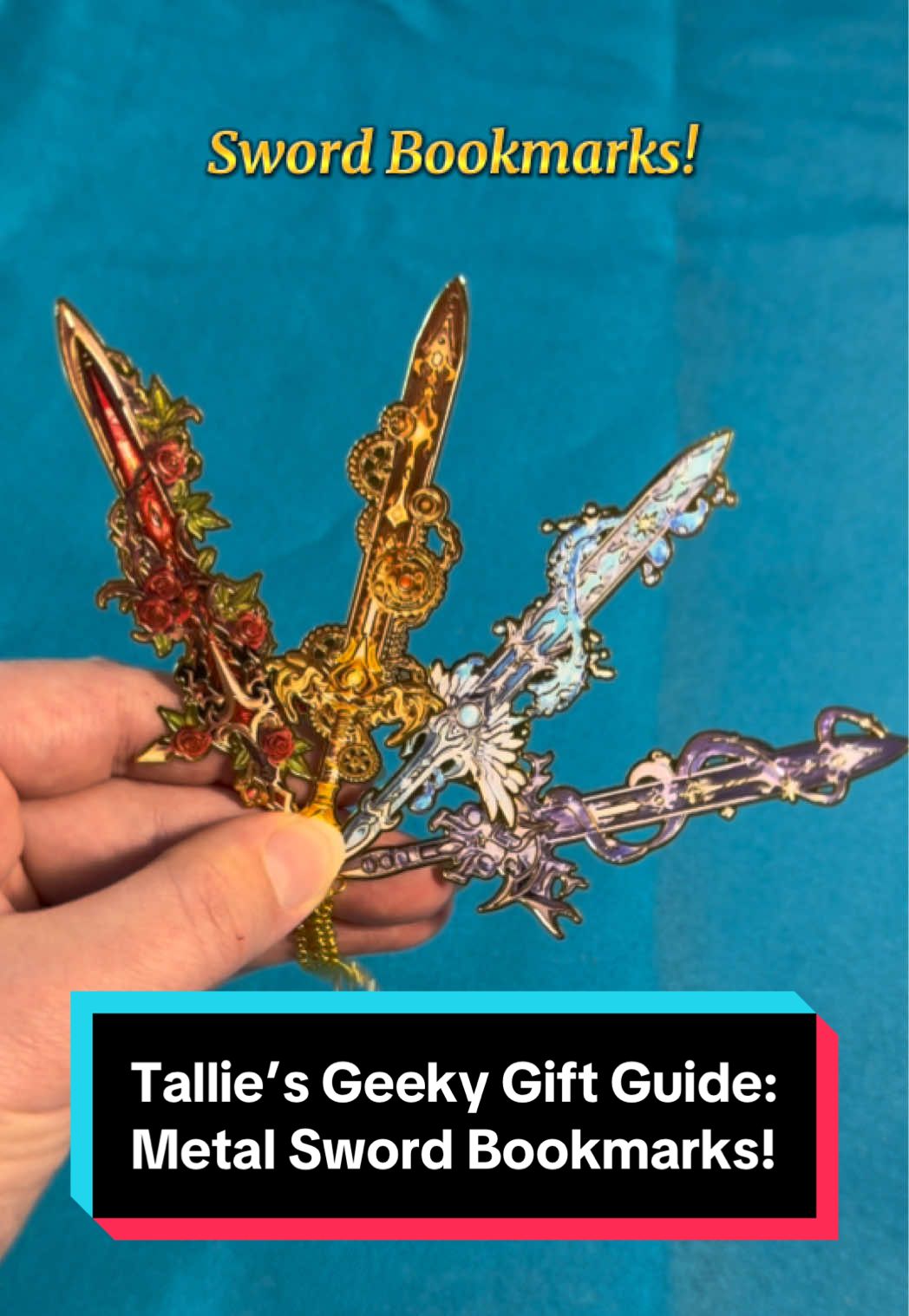 They’re cool, and more budget-friendly! 🗡️ Which one is your favorite? #christmasgiftideas #giftsfornerds #talliesgeekygiftguide #bookmark #BookTok 
