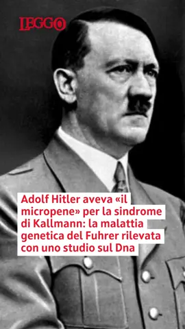 «Adolf Hitler aveva la #sindromediKallmann». È il risultato di uno studio sul Dna del Fuhrer che verrà svelato interamente nel documentario «in esclusiva mondiale» dal titolo 'Hitler's DNA: Blueprint of a Dictator', che andrà in onda sabato sull'emittente britannica Channel 4. La malattia genetica attribuita a Hitler ostacola lo sviluppo degli organi sessuali. Può manifestarsi con «testicoli non discesi e micropene», hanno spiegato i ricercatori. La sindrome, come è facilmente intuibile, può inibire il normale sviluppo della pubertà e influire fortemente sulle relazioni sessuali. In passato si era parlato più volte di questi aspetti, ma lo studio avrebbe confermato le teorie emerse sul fatto che Hitler avesse un solo testicolo. 👉🏼 Link in bio #Leggo