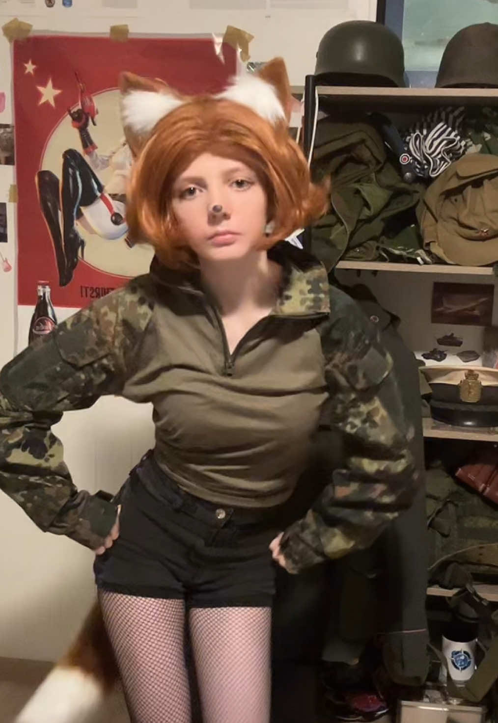 (NOT A FURRY JUST A COSPLAY) Drawing looks horrible I don’t care 😭  #skipperams #occosplay #cosplay #militaria #flecktarn 