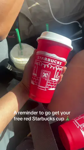 Go and get your reusable free red Starbucks cup w/ any holiday drink 🎄🎅✨🤩#starbucks#redcupstarbucks#starbucksholidaydrinks 