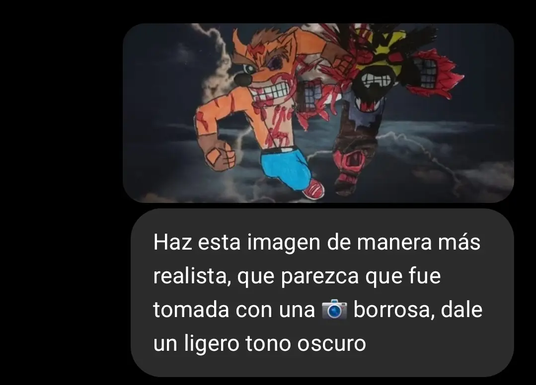 me quedé así😱, tras ver uno de mis viejos dibujos que hice de crash bandicoot vs cortex mejorado con la preciosa IA. comenta que te pareció 🔥