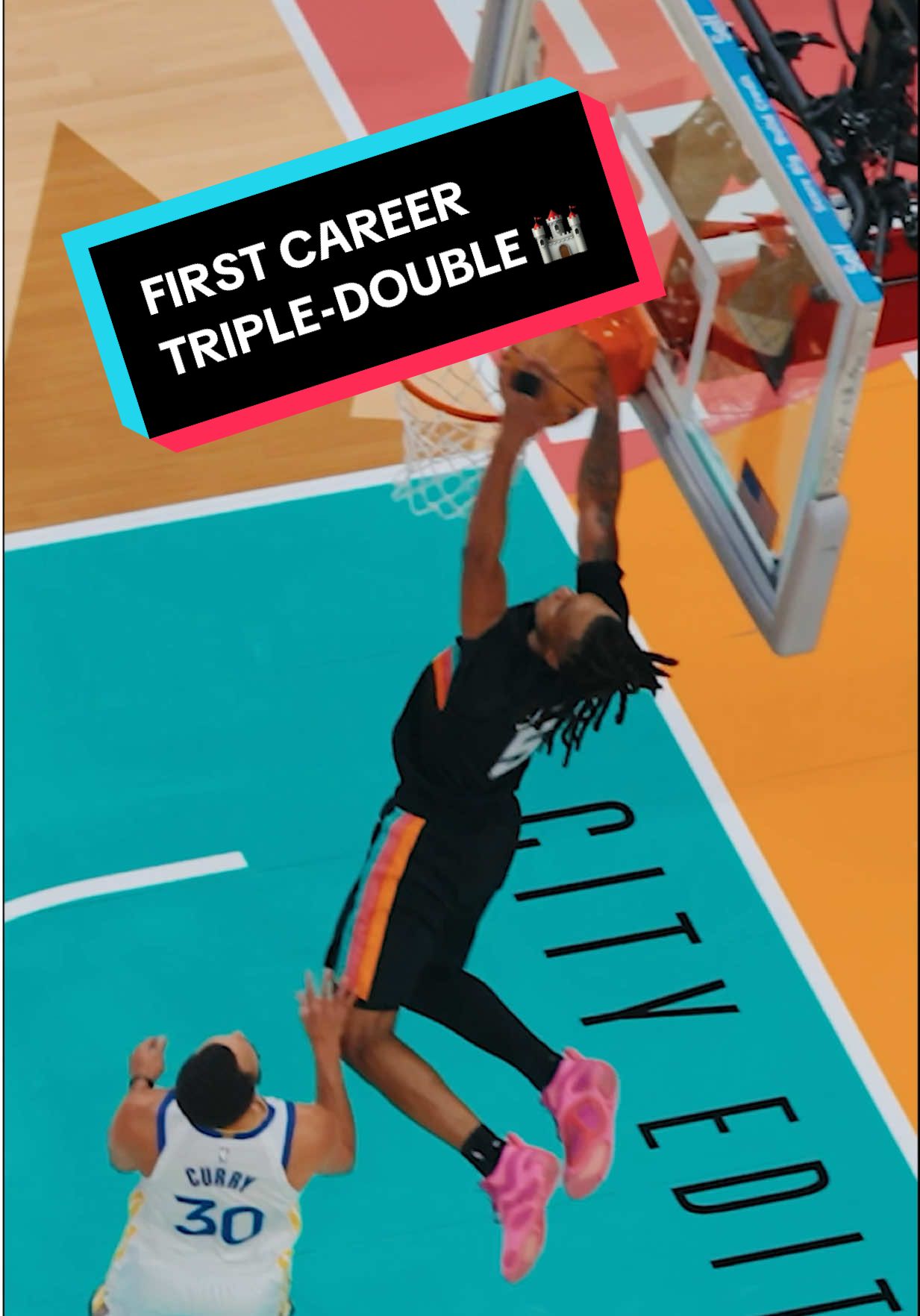 First career triple-double for Steph Castle 🏰 #NBA #spurs #stephoncastle 