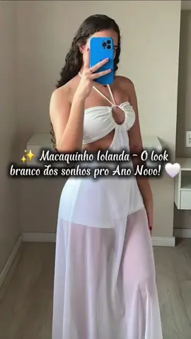 Brilhe na virada com o Macaquinho Iolanda ✨ estilo, leveza e elegância! #MacaquinhoIolanda #LookReveillon #ModaFeminina #BrancoDaVirada #ShopeeAchadinhos