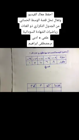 الاحصاء ــ الوسط الحسابي من الجدول التكراري #طلاب_الشهادة_السودانية #السودان #الخرطوم #الشعب_الصيني_ماله_حل😂😂 