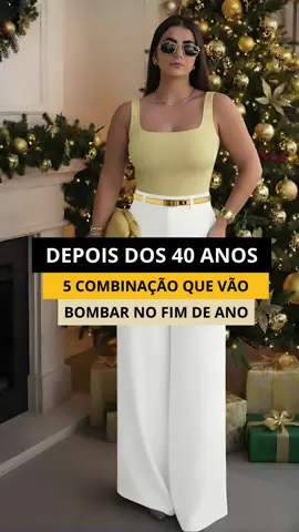 Depois dos 40 anos, o fim de ano pede looks que brilham com elegância: branco & vermelho para celebrar com paixão; branco & amarelo para iluminar o novo ciclo; branco & verde para renovar com estilo; branco & bege para uma sofisticação serena; azul & branco para exalar confiança e tranquilidade. Vista-se para sentir o poder que você já é, inspire, conquiste seu momento. #modafeminina #lookdodia#looknatal #lookfimdeano #lookreveillon      