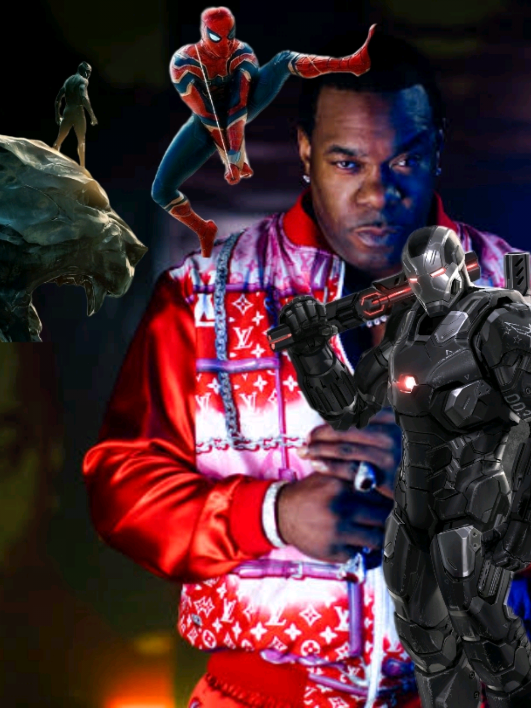 A Doodle A Day 9 🦸 Drawing SPIDERMAN 🕷️ BLACK PANTHER 🐈‍⬛ and WAR MACHINE 🤖 in 1 minute..To BUSTA RHYMES 🎶 TOUCH IT?? 🤔 @Busta Rhymes #fyp #artwork #artistsoftiktok #sketch #spiderman 