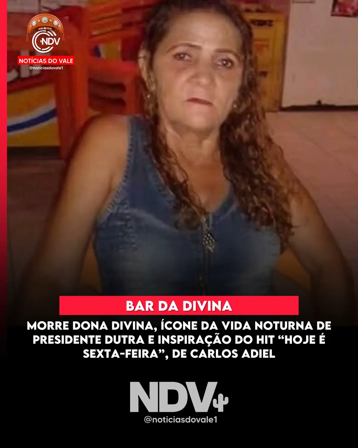 Morreu na noite da última terça-feira (11) Dona Divina, conhecida em toda Presidente Dutra como proprietária do tradicional “Bar da Divina”, e lembrada até hoje por ter inspirado o sucesso “Hoje é Sexta-Feira”, do cantor Carlos Adiel. Dona Divina, uma referência cultural do município, faleceu em casa após um mal súbito. Ela vinha se recuperando de um grave problema de saúde e aparentava estar bem, mas não resistiu ao episódio ocorrido no início da noite. O Bar da Divina marcou gerações entre os anos de 1990 e 2000, tornando-se um dos pontos mais frequentados da cidade. As sextas-feiras eram o auge do movimento, reunindo moradores, visitantes, músicos e DJs, que faziam do espaço um verdadeiro polo de encontro e celebração. Com o aumento da concorrência ao longo dos anos, o famoso movimento das sextas migrou para as quintas-feiras — mudança que lotava o bar e mantinha viva sua tradição. A música de Carlos Adiel acabou eternizando o local, homenageando não apenas o bar, mas toda uma época em que pequenos estabelecimentos eram essenciais para a dinamização da vida urbana e para a valorização da cultura regional. Dona Divina também era integrante de uma família tradicional de Presidente Dutra. Desde o anúncio de seu falecimento, amigos, moradores, músicos e profissionais da área tecnológica têm manifestado grande pesar nas redes sociais, ressaltando sua importância para a cultura, para a música e para a vida noturna da cidade. Sua história e legado permanecem vivos na memória de toda a comunidade. ⸻ #noticiasdovale1 #valedosaofrancisco ➡️ Siga @noticiasdovale1 e fique por dentro de todas as novidades!
