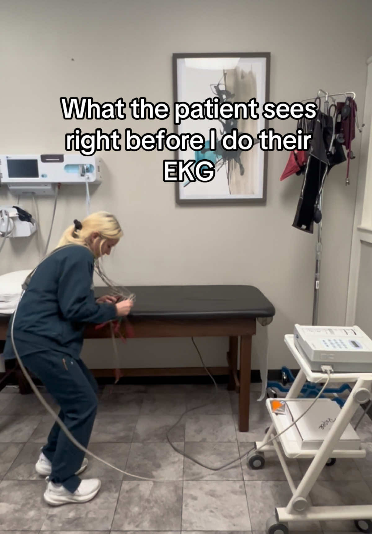 Why are the EKG leads always tangled 😩 #medicalassistant #nursetok #healthcare #workhumor #healthcarehumor 