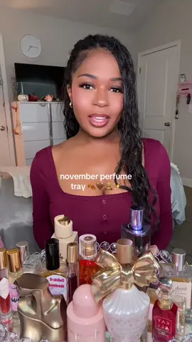 better late than never 🤭 what do you guys think of my tray🤎?  #fragrancetok #xyzbca #perfumetok #cleangirl #fall  @Le Monde Gourmand @LoveShackFancy @Kayali @philosophy @Mona Monica Kattan🧸 @Aspiring Aromas @BROWN GIRL Jane 