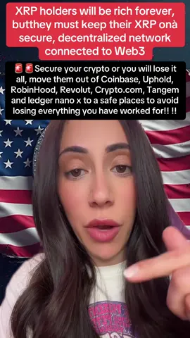 Secure your crypto or you will lose it all, move them out of Coinbase, Uphold, RobinHood, Revolut, Crypto.com, Tangem and ledger nano x to a safe places to avoid losing everything you have worked for!! !! 6:42 AM/ Cold#xrpcommunity #cryptocurrency #xppriceprediction #XRP #bitcon 