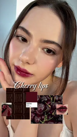 🍒🍫 Chocolate cherry lip combo - laka 115 envy  @Laka US  #lakafruityglamtint #cherrylips #lipcombo #glossylips #darklips 