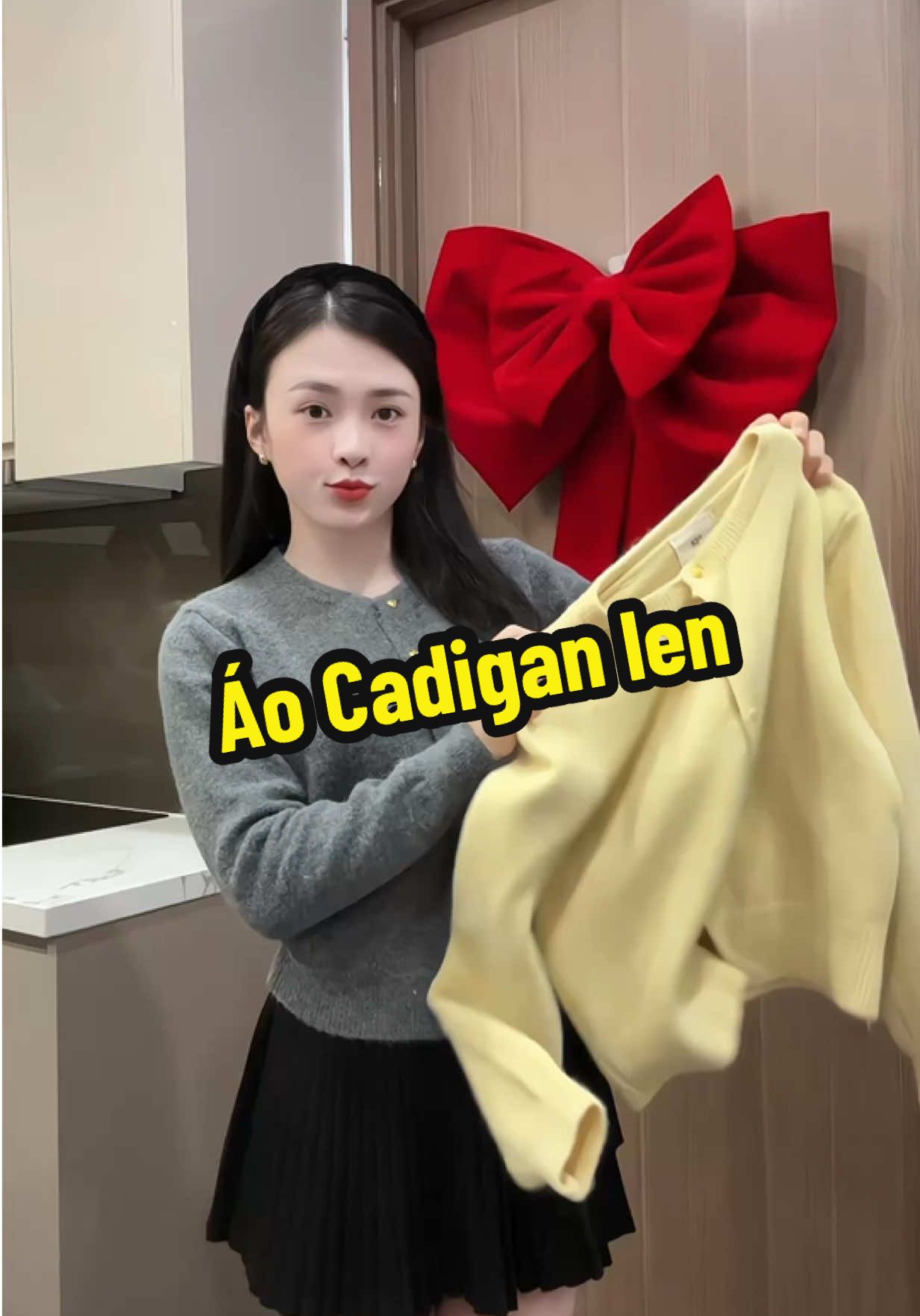 Áo khoác len cadigan len lông thỏ dày ấm#landaulamvo 