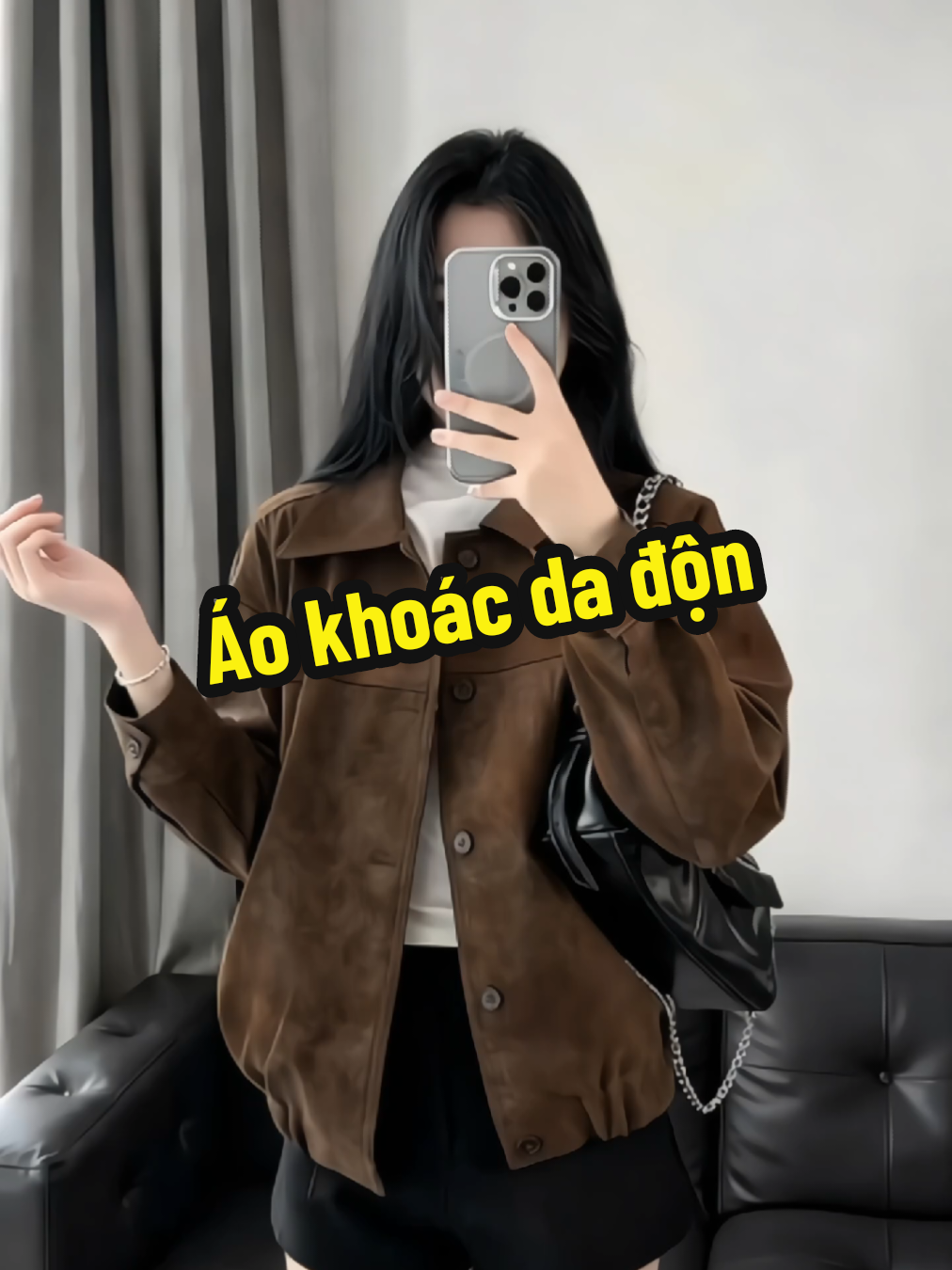 Áo khoác da độn form xinh , 2 lớp , dễ phối dễ mặc mà màu nâu thấy bảo đang hót #xinhdepmoingay #thoitrangnu #outfitxinh #xuhuong 