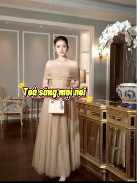 Đầm TKế Trễ Vai, màu nude tôn da sang trọng #đầmthiếtkế #tet2026 #đầmdựtiệc #vayxinh #xuhuong 