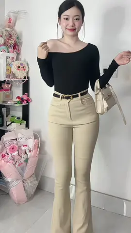 Quần jean kaki loe dáng dài 99cm-102cm