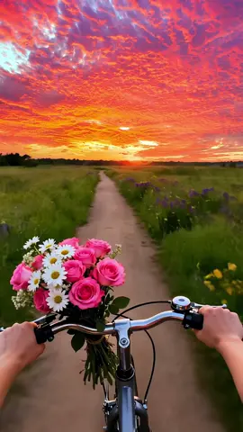 Sunset glow and flowers, I like both✨#sunset #typ 