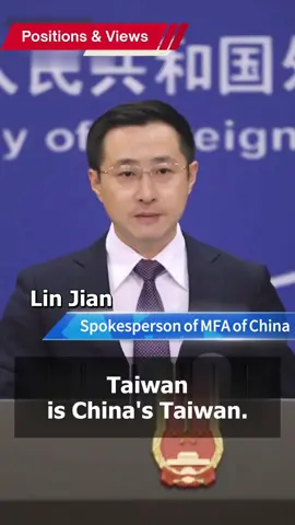When asked about the Taiwan question, Foreign Ministry Spokesperson Lin Jian stated:
 Taiwan is China’s Taiwan. 🇨🇳
 How to solve the Taiwan question and achieve reunification is China’s own affair that doesn’t tolerate any foreign interference. 
 China must and will achieve reunification. We, the Chinese people, have every resolve, will and conviction to thwart any external interference in and obstruction to China’s reunification. #China #Taiwan #OneChinaPrinciple