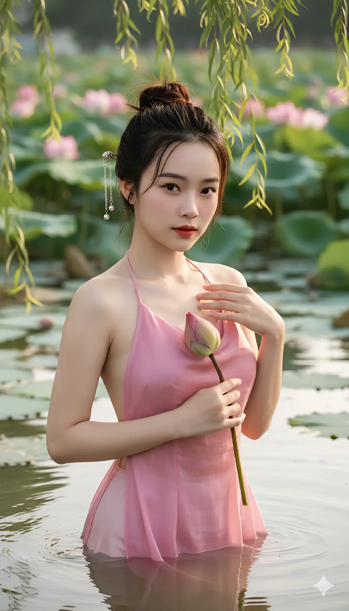 hệ yêu sen, chụp trên bòe hoài cũng chán, hôm nay dẫn mấy ní xuống ao luôn nhé. Gemini dẫn mấy bà xuống ao, chứ không phải tui.😅 Prompt by: KIM LÊ #viral #gemini #aiart #kimle9393 #sen 