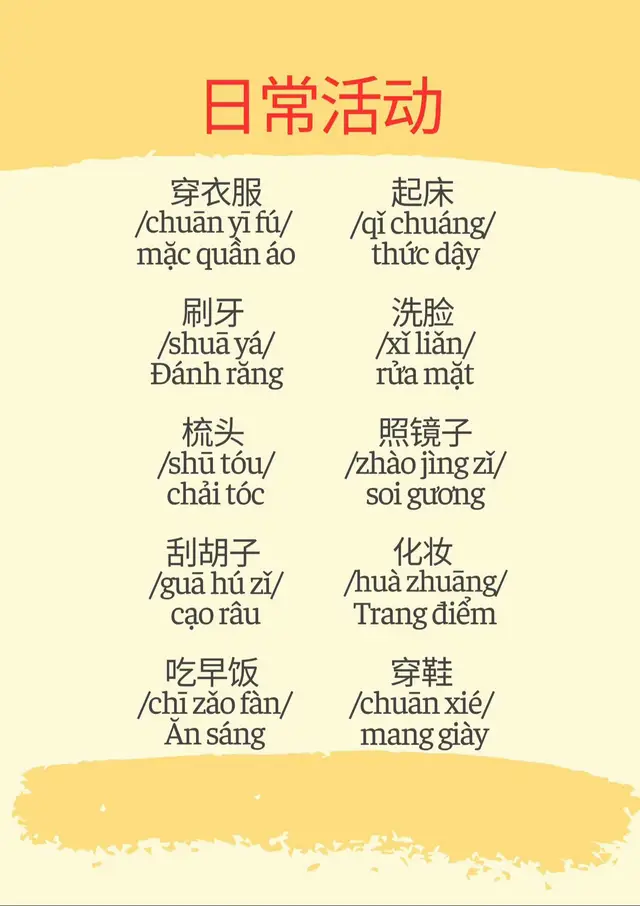 每天人们经常做什么🍃🌤️#学汉语 #hoctiengtrung #tiengtrungmoingay #hoctuvung #每天都学汉语 