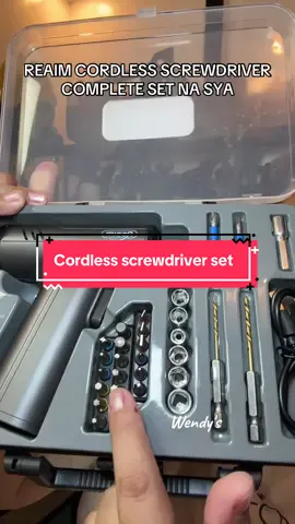 Reaim Cordless Portable Screwdriver set with case. Complete set na sya #screwdriverset #cordlessscrewdriver #portablescrewdriver #miniscrewdriver 