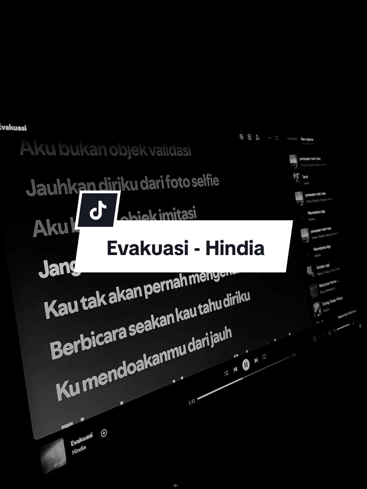 Evakuasi - Hindia  #Liriklagu #Evaluasi #Hindia #Spotify 