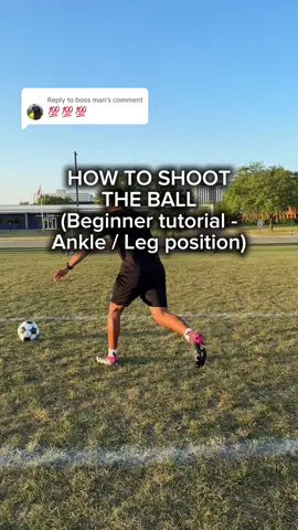 Replying to @boss man 🔒 HOW TO SHOOT: LOCK YOUR ANKLE 🔥⚽️ • Lock your ankle the entire motion — no wobble, no flexing • Use the hard bone on top of your foot (proper striking zone) • Soft + controlled swing, not power — focus on technique • Hit the wall ➡️ let it bounce 2–3 times ➡️ strike again • Stay balanced — no leaning, no falling sideways • Control the weight of the touch so the ball comes right back to you • Full follow-through, ankle still locked • Repeat until it feels natural + automatic ⚽️ Master the technique first. The power comes later. #strivemore #footballtraining #soccertechnique #firsttouch #shootingtechnique 