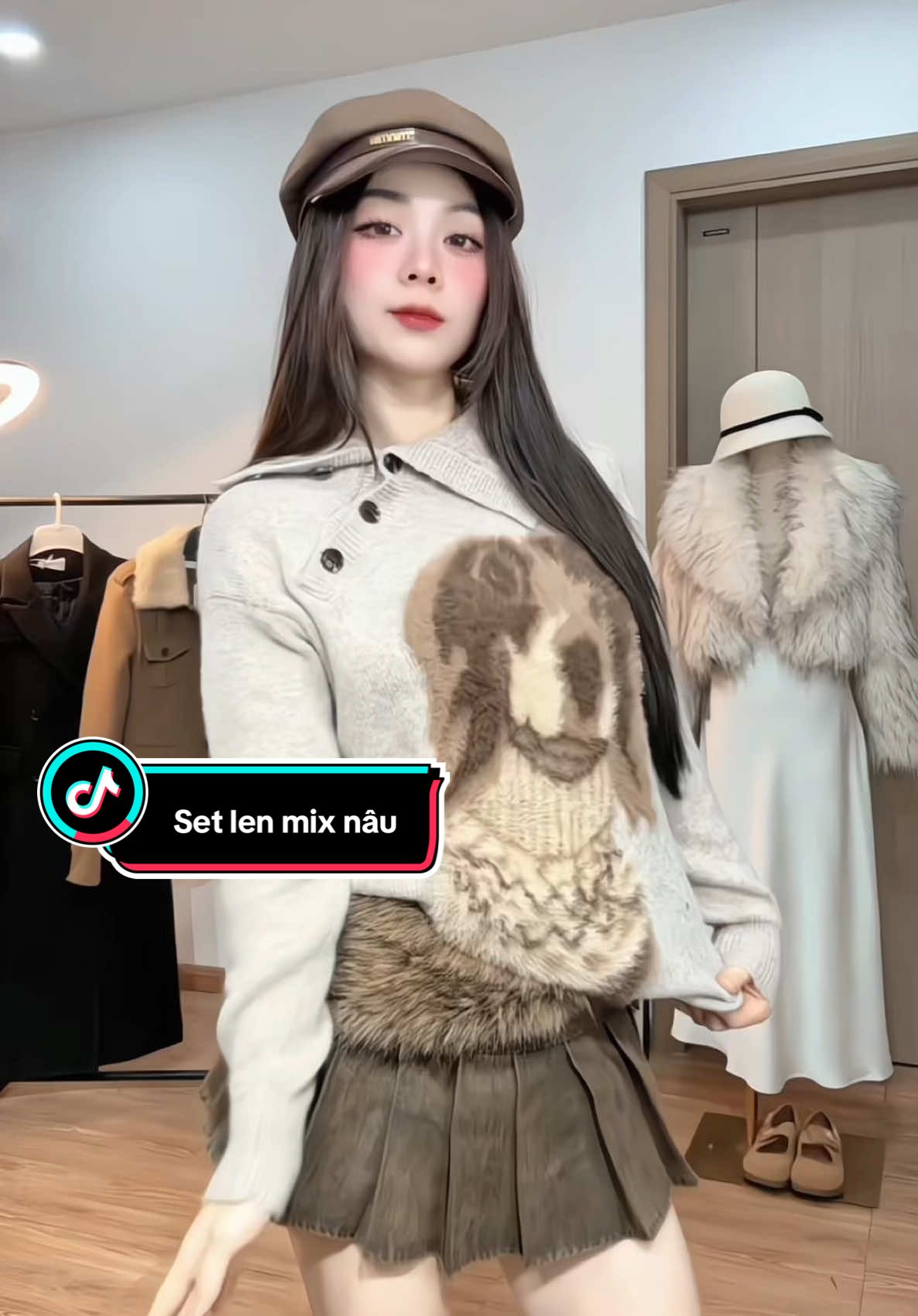 Set len mix nâu #đỗhuyềnshop #hufuboutique #aolen #setlen 