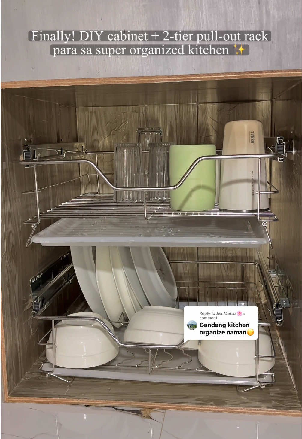 Replying to @𝑱𝒆𝒂 𝑴𝒂𝒊𝒄𝒂 🌸  Finally! DIY cabinet + 2-tier pull-out rack para sa super organized kitchen ✨ Hindi na kalat sa ilalim ng sink — sturdy, stainless, at smooth i-slide! 💪 Perfect para sa mga gusto ng space-saving kitchen upgrade 💯 #kitchenorganizer #diykitchen #kitchenorganization #tiktokmademebuyit #stainlesssteel 