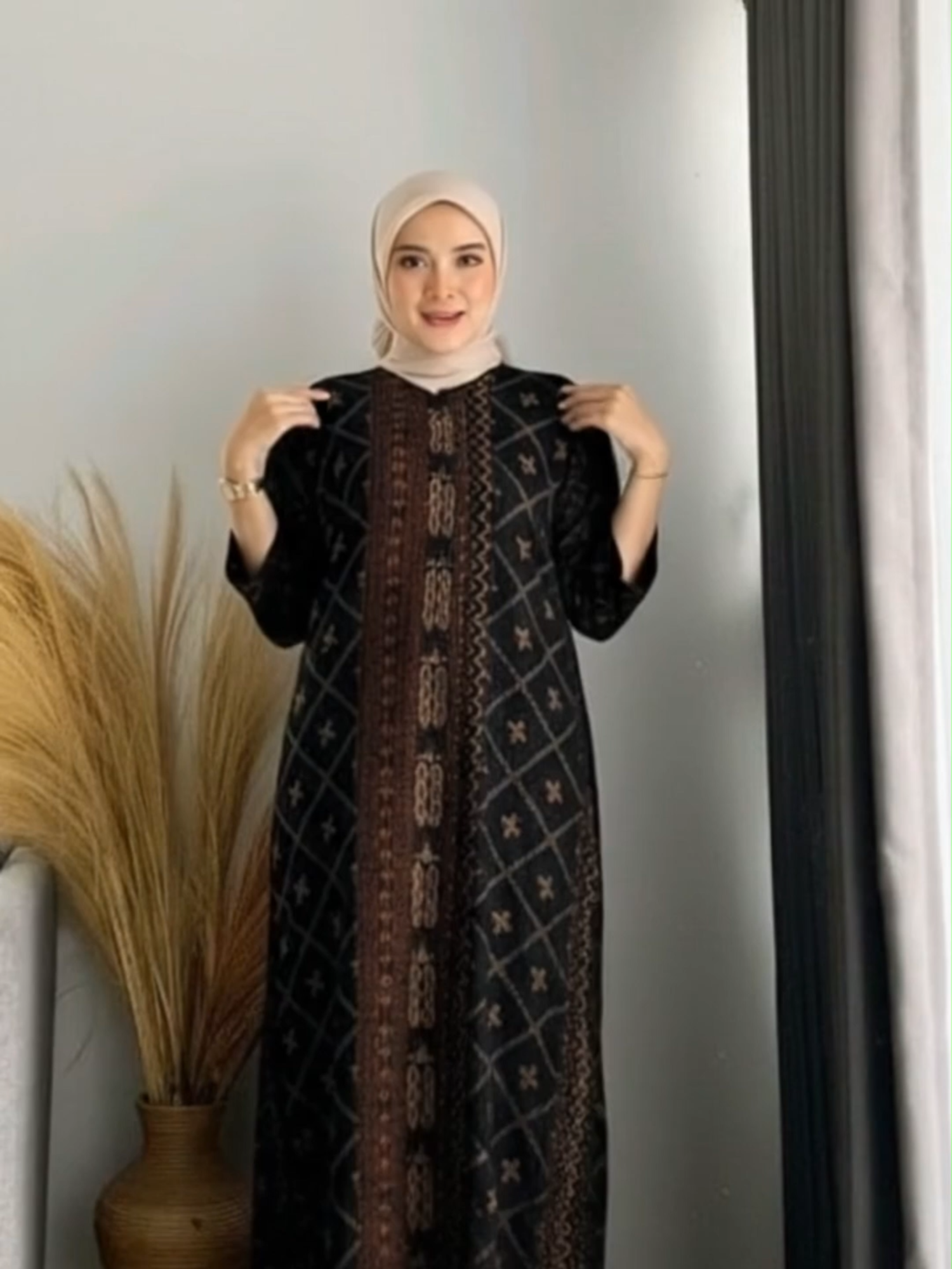 Gamis Rayon Premium Motif Songket Hitam #GamisRayonPremium